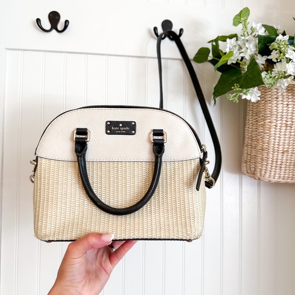 kate spade Handbags - Kate Spade New York Carli Mini Straw Satchel Crossbody Bag In Black
